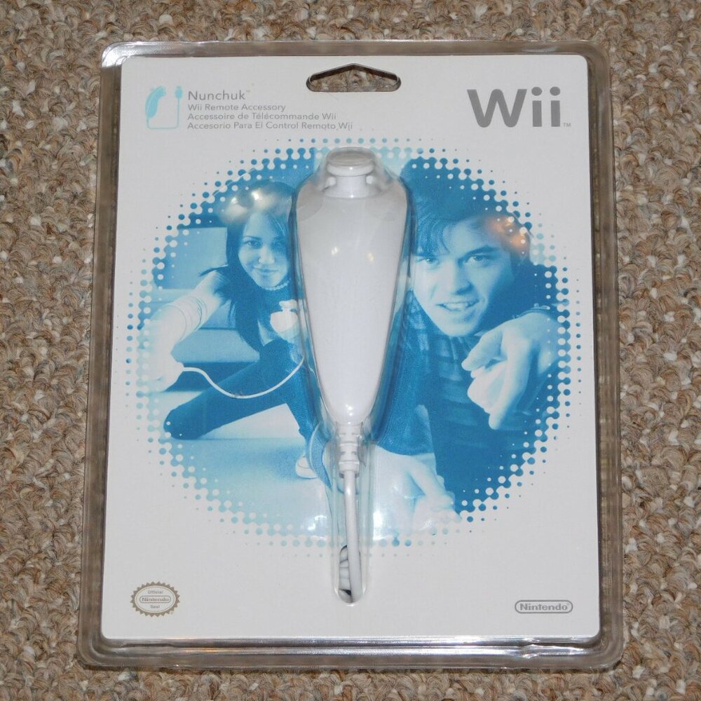 OEM White Nintendo Wii Wired Nunchuk Controller MOC Brand New RVL A FW USZ
